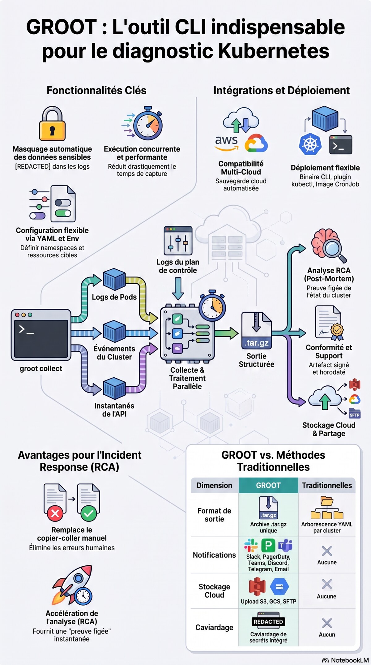 Workflow de réponse aux incidents Kubernetes avec GROOT : validate, collect, inspect et partage d’une archive